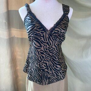 Wild Fable  Satin Black Lace Trim V-neck Tank Size XS